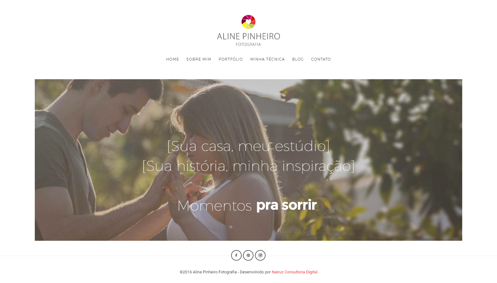 Nairuz Consultoria Digital de Website - Case Aline Pinheiro Home do Site