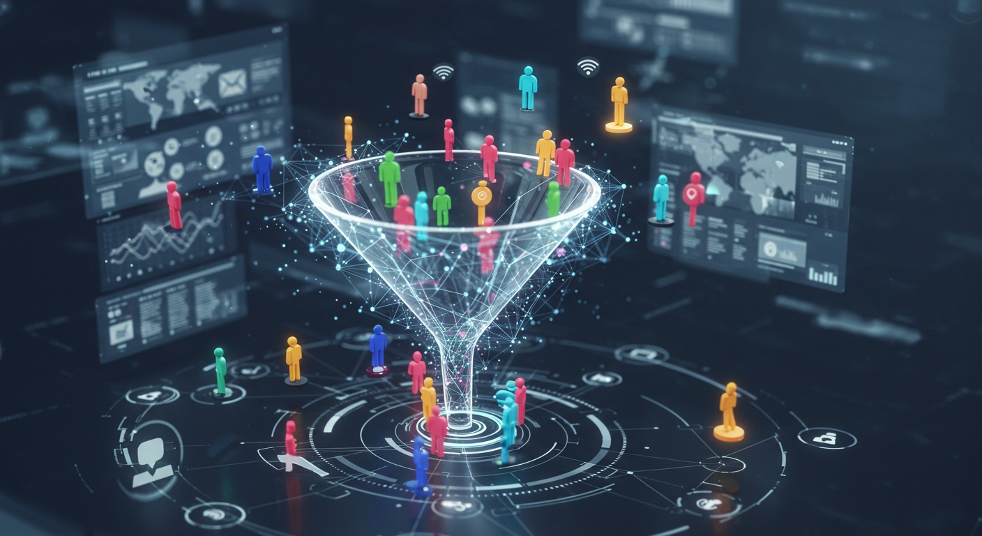 Funil atraindo usuários online.