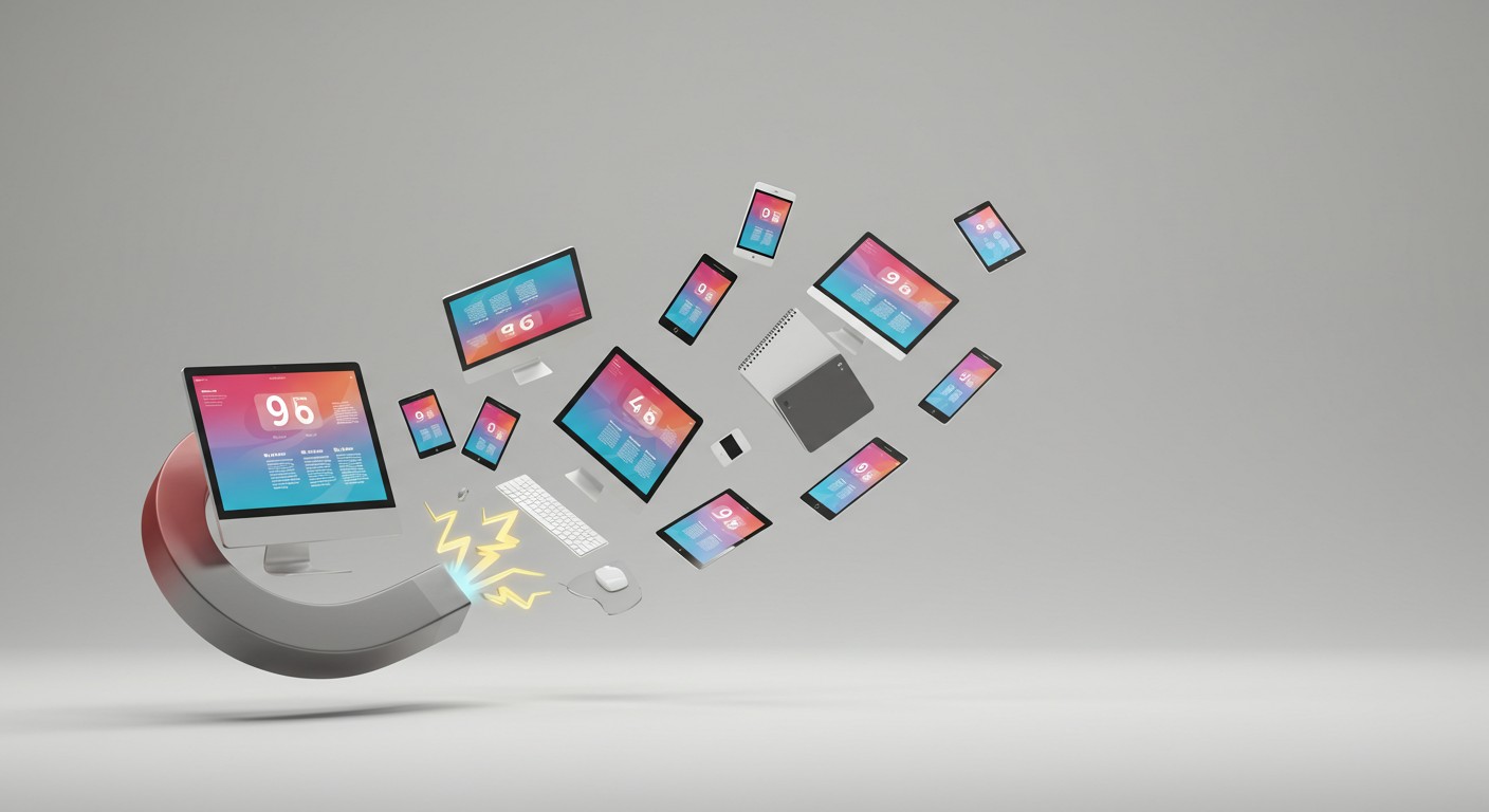 Imã atraindo aparelhos eletrônicos para perto dele.