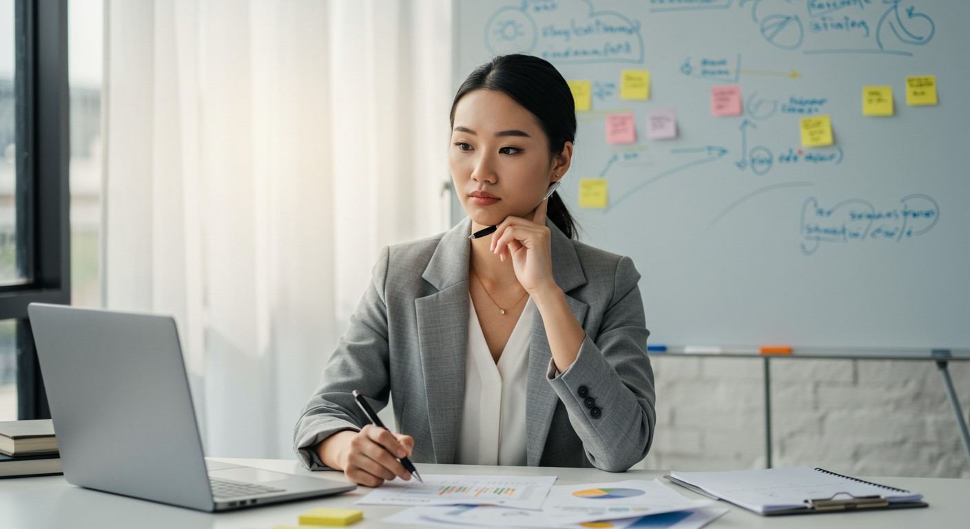 Analista, medindo métricas e analisando dados em seu computador.